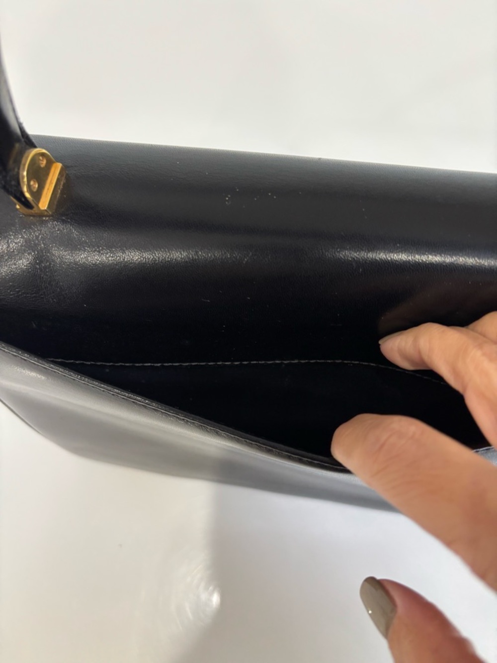 Bally Vintage Black Leather Top Handle Bag Gold Hardware Structured Crossbody - Picture 8 of 10